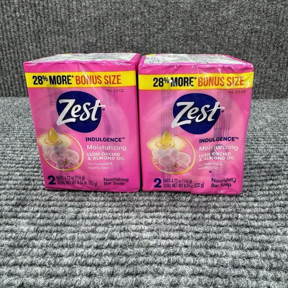 2 Packs -4 Bars ZEST Moisturizing Lush Orchid & Almond Oil Bar Soap 4.12oz Each